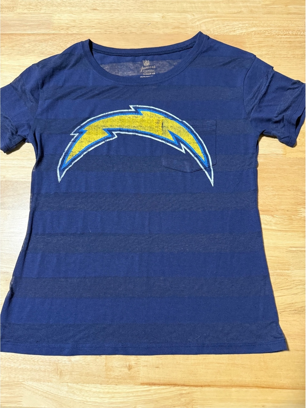 NFL Juniors Chargers Navy Blue Sheer T-Shirt Size S 3/5